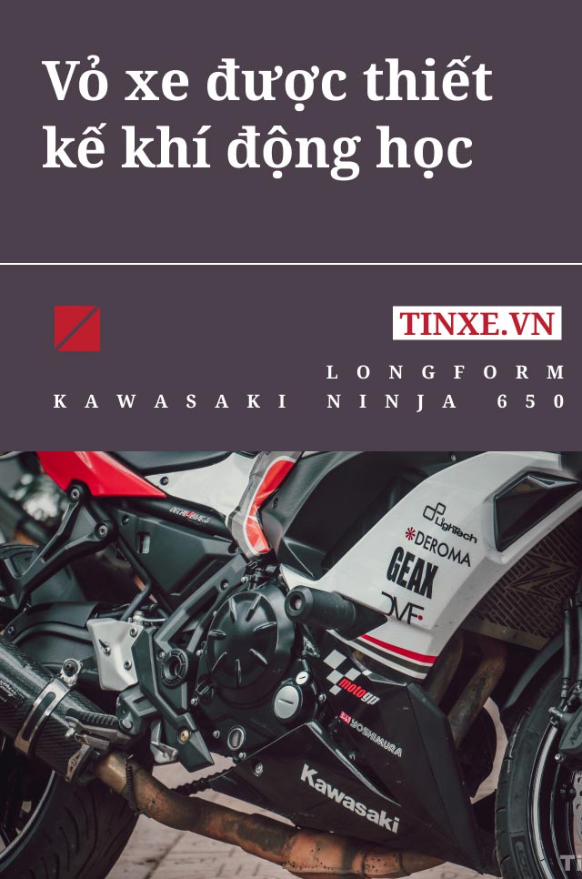 Thân xe Kawasaki Ninja 650 được thiết kế khí động học và đẹp mắt